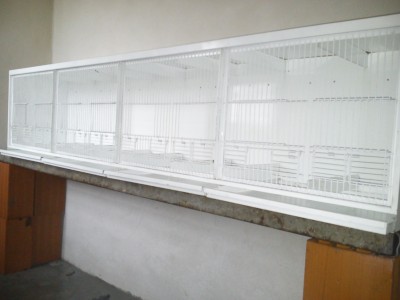 depois de lavadas, pintadas e muitas horas perdidas ficarm assim as gaiolas para criar canários...